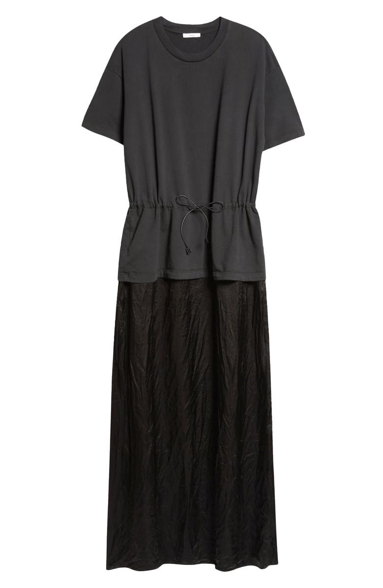 Haikure Joopy Drawstring Waist Mixed Media T-Shirt Dress, Main, color, Black