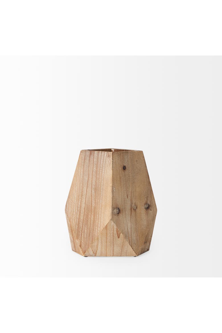 Allen Natural Wooden Base Oval Vase, Alternate, color, Natural