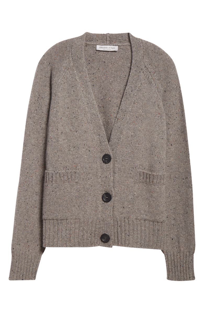 Johnstons of Elgin Donegal Relaxed Cashmere V-Neck Cardigan, Alternate, color, Ash
