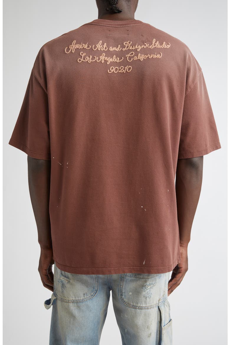 Design Studio Embroidered Paint Splatter Oversize T-Shirt, Alternate, color, WALNUT BROWN