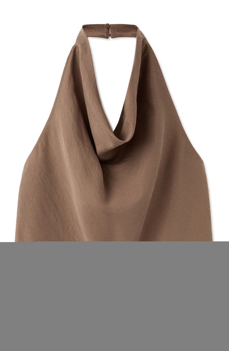 MANGO Cowl Halter Neck Top, Alternate, color, Brown