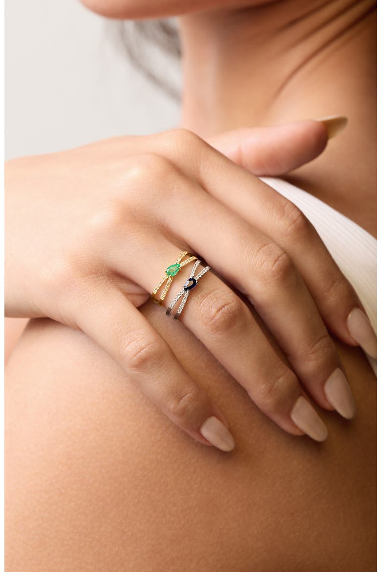El Mar 18K Gold Gemstone & Diamond Stackable Ring, Alternate, color, 18K WHITE GOLD SAPPHIRE