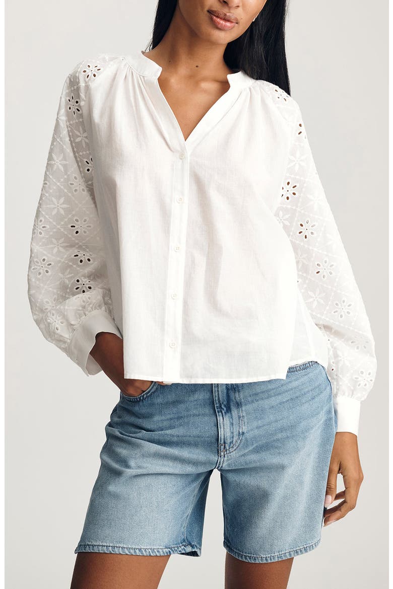 Embroidered Eyelet Top, Main, color, WHITE