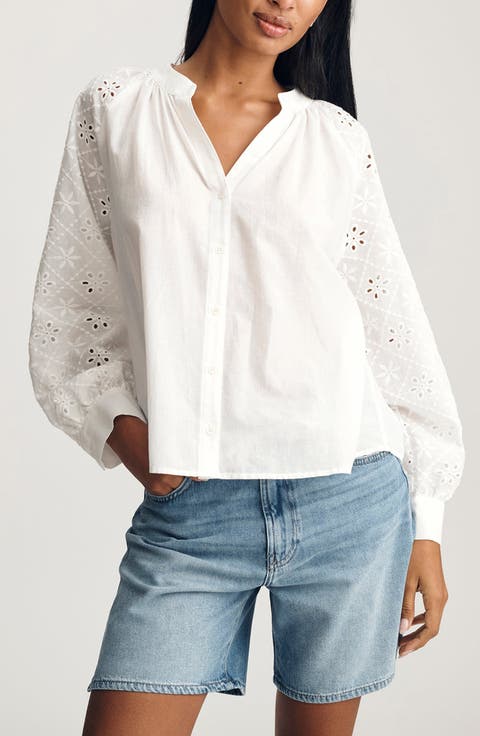 Embroidered Eyelet Top