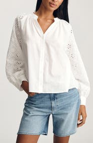Mavi Jeans Embroidered Eyelet Top
