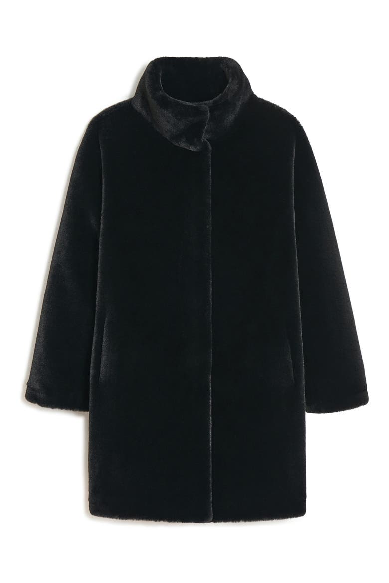 Blair Mid Length Recycled Polyester Pluche™ Faux Fur Coat, Alternate, color, NOIR