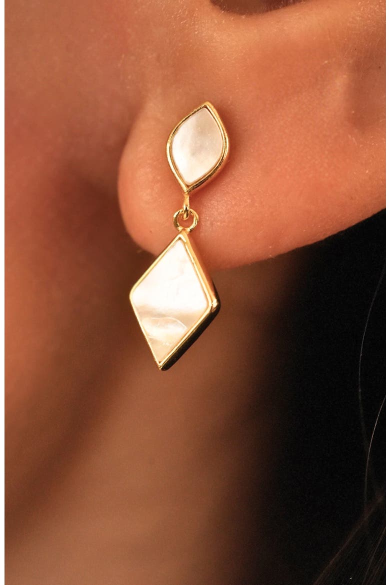 Mother-of-Pearl Drop Earrings, Alternate, color, GOLD