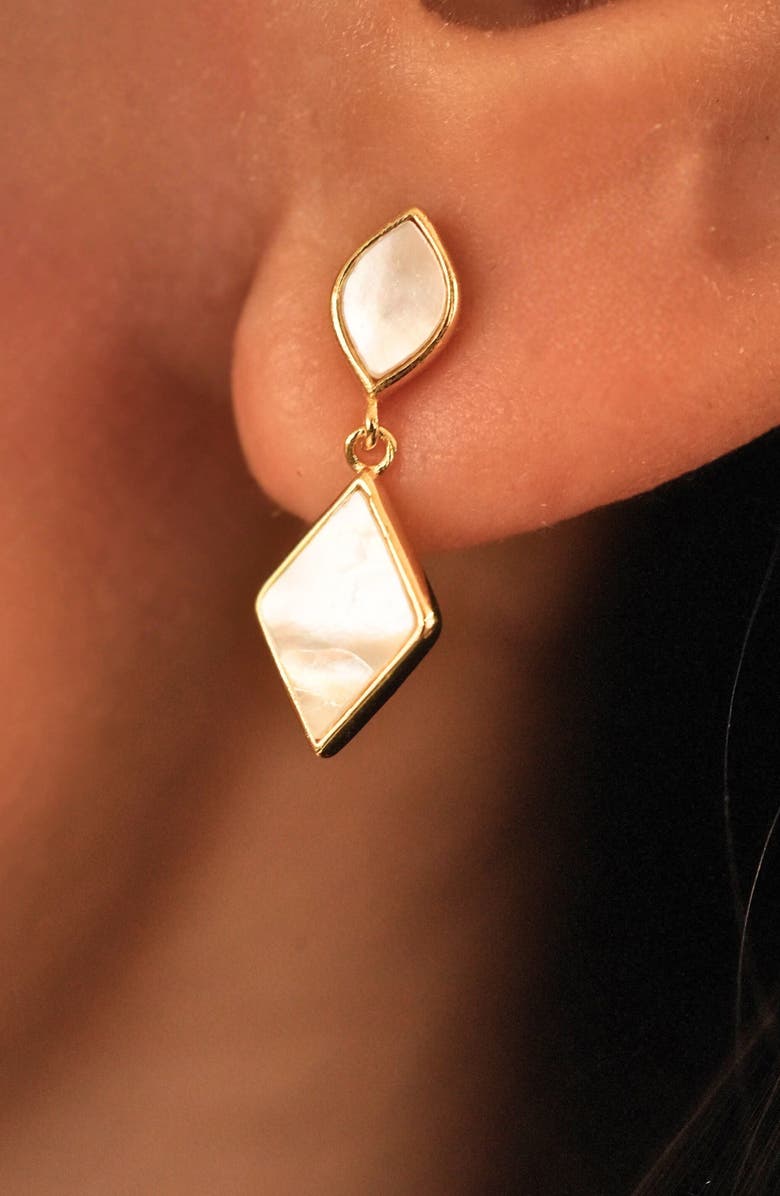 Argento Vivo Sterling Silver Mother-of-Pearl Drop Earrings, Alternate, color, Gold