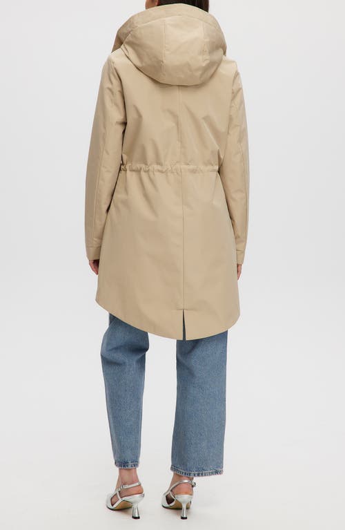 Noize Mid Length Rain Coat In Taupe