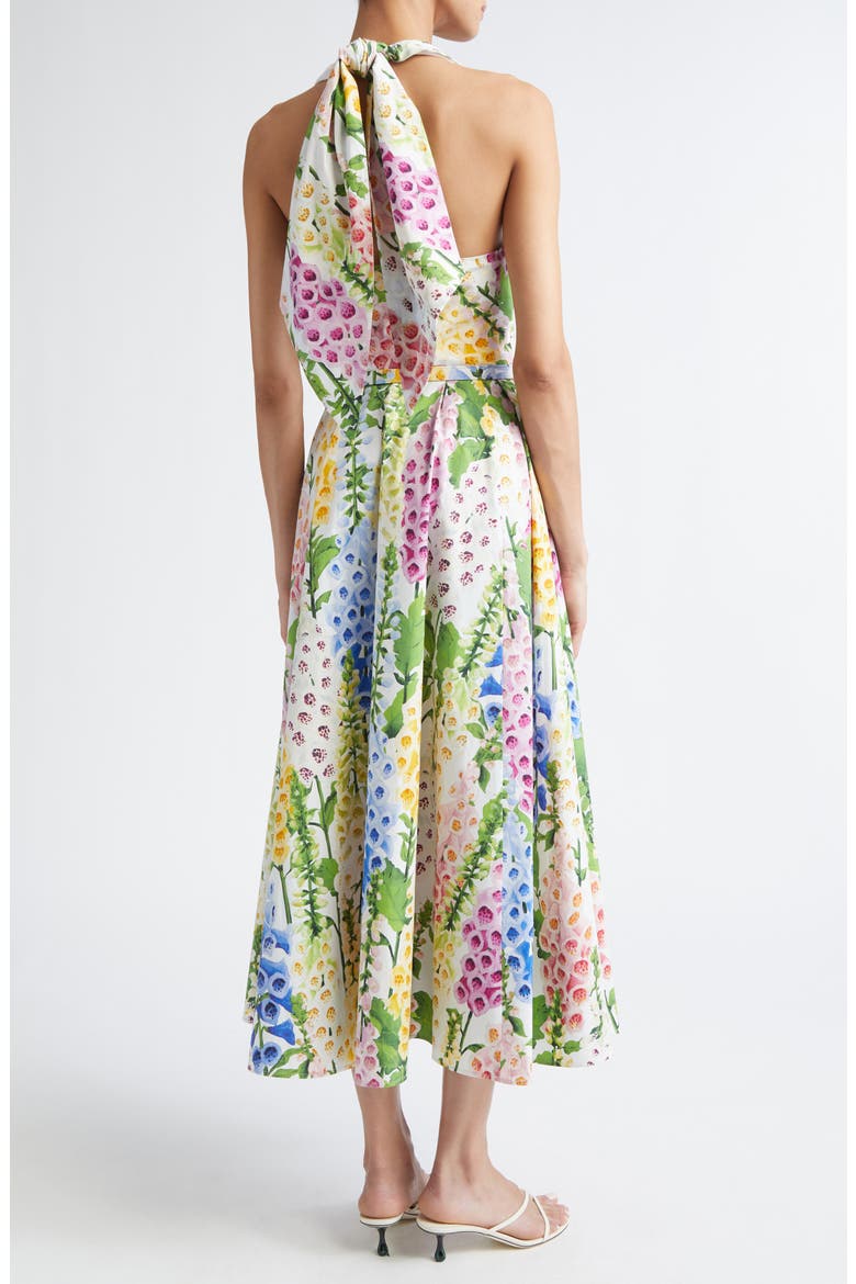 Foxglove Belted Stretch Cotton Poplin Halter Dress, Alternate, color, WHITE MULTI
