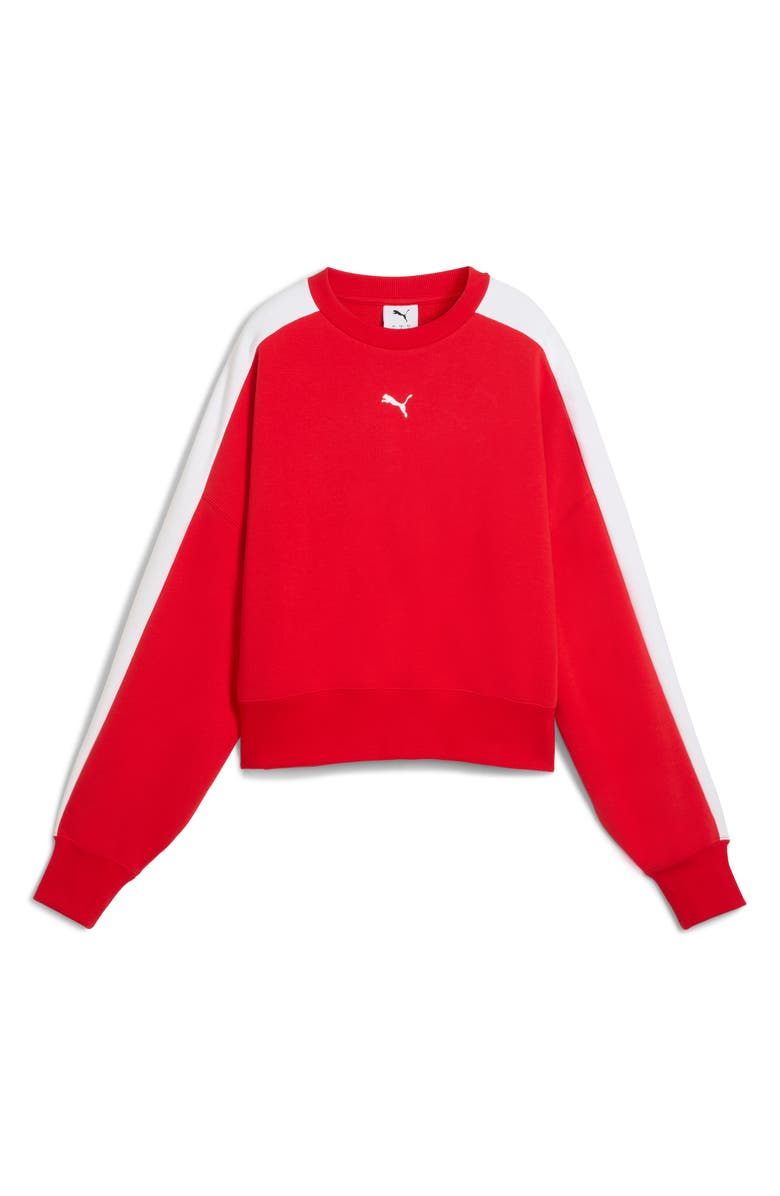 PUMA T7 Oversize Crewneck Sweatshirt, Alternate, color, For All Time Red