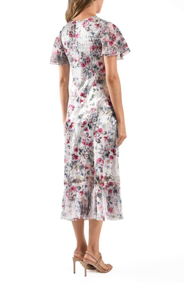 Komarov Charmeuse & Chiffon Cocktail Dress, Alternate, color, Wildflower Fields