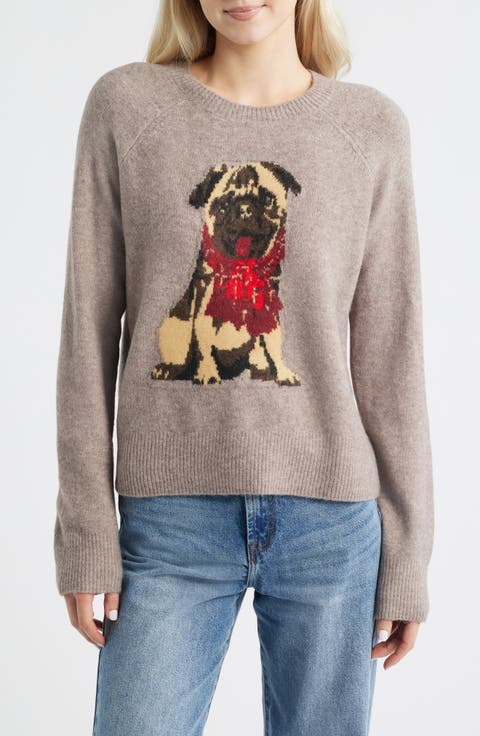 Cloud Soft Pug Intarsia Sweater