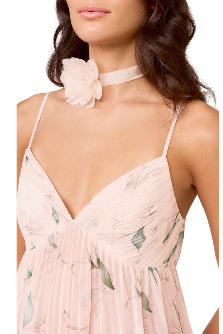 Floral Print Nightgown & Choker, Alternate, color, BLUSH WHITEBELL