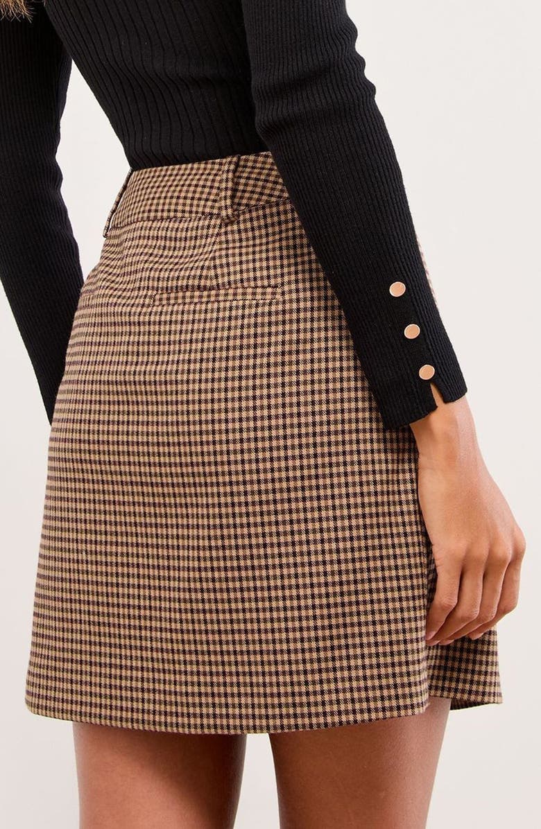 Lipsy Check Miniskirt, Alternate, color, Brown