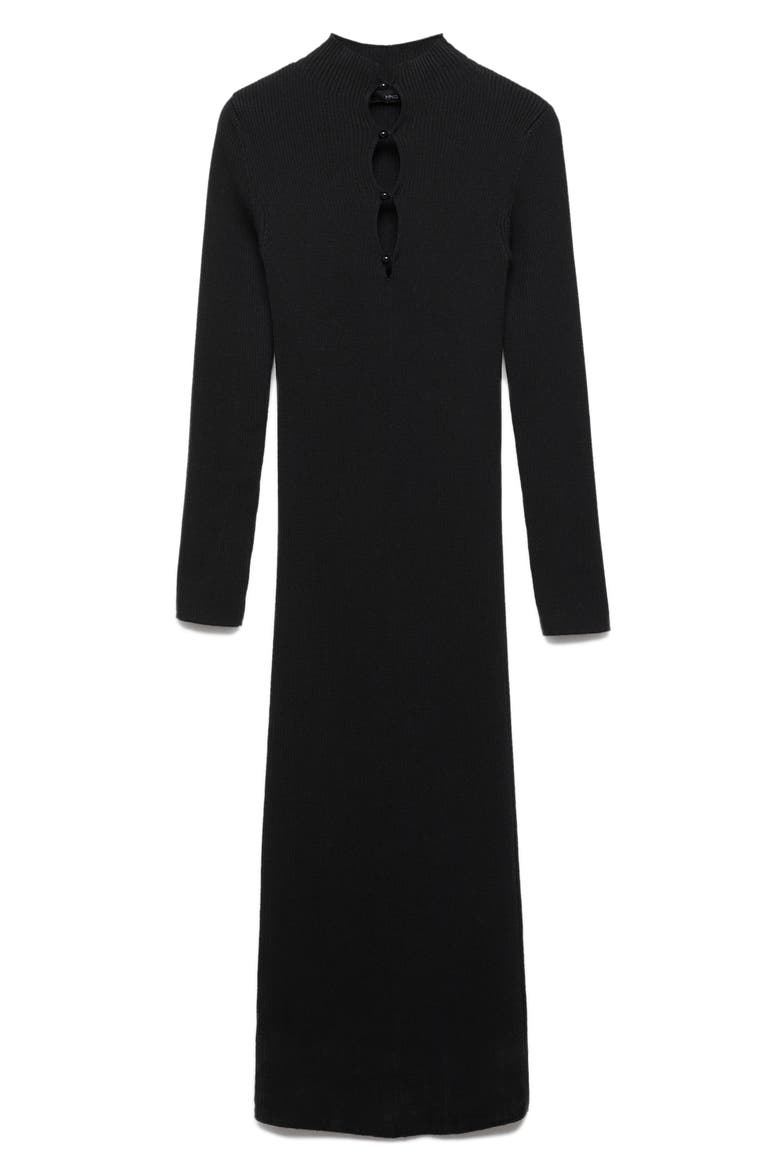 Long Sleeve Rib Midi Sweater Dress, Alternate, color, BLACK
