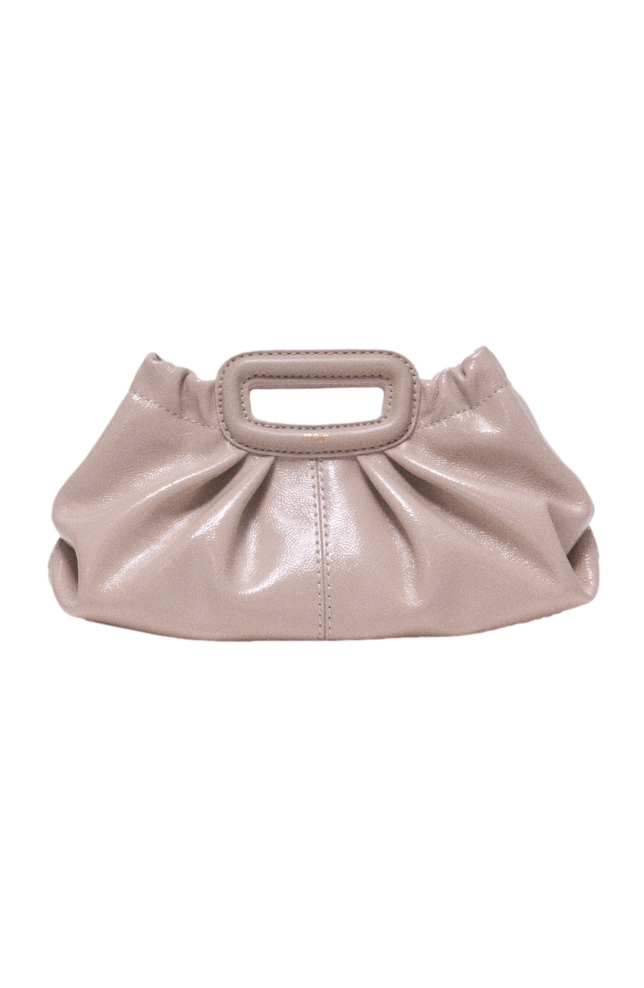 maje Mini naplak leather clutch, Main, color, Mastic Beige
