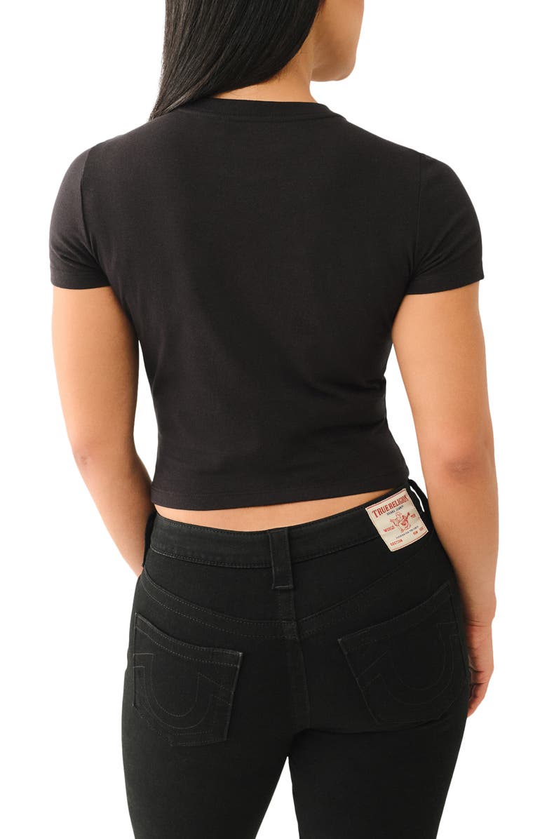 True Religion Logo Cotton Graphic Baby Tee, Alternate, color, Jet Black