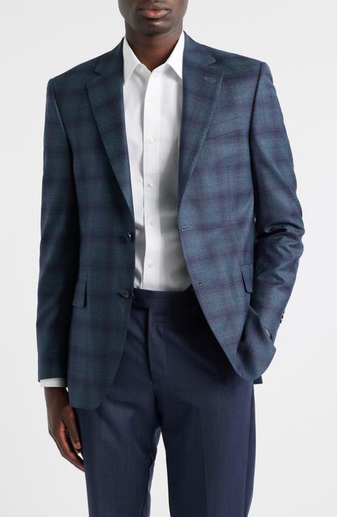 Flynn Classic Fit Windowpane Check Wool Sport Coat (Regular & Big)