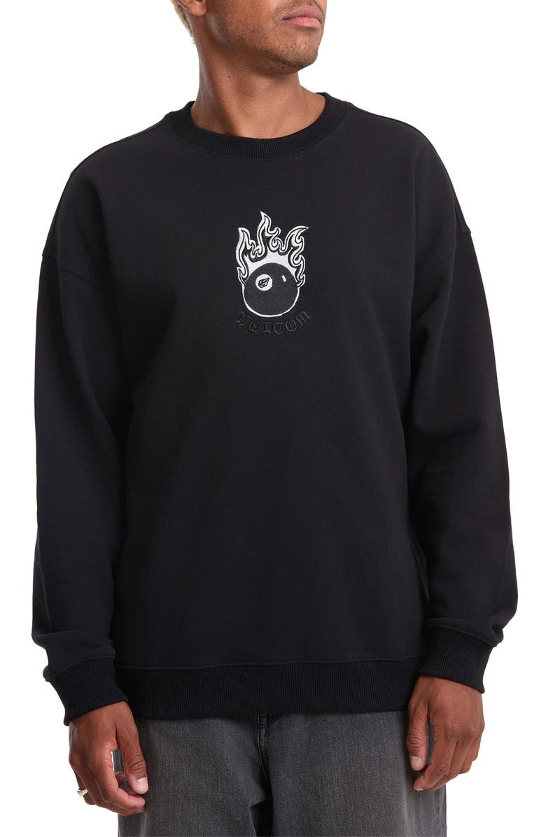 Volcom x Seth Conboy Embroidered Crewneck Sweatshirt, Main, color, Black