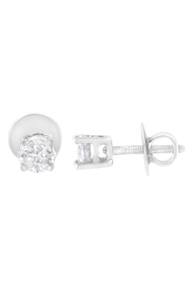14K White Gold 1/2 Cttw Pie-Cut Diamond Solitaire Stud Earrings, Alternate, color, White