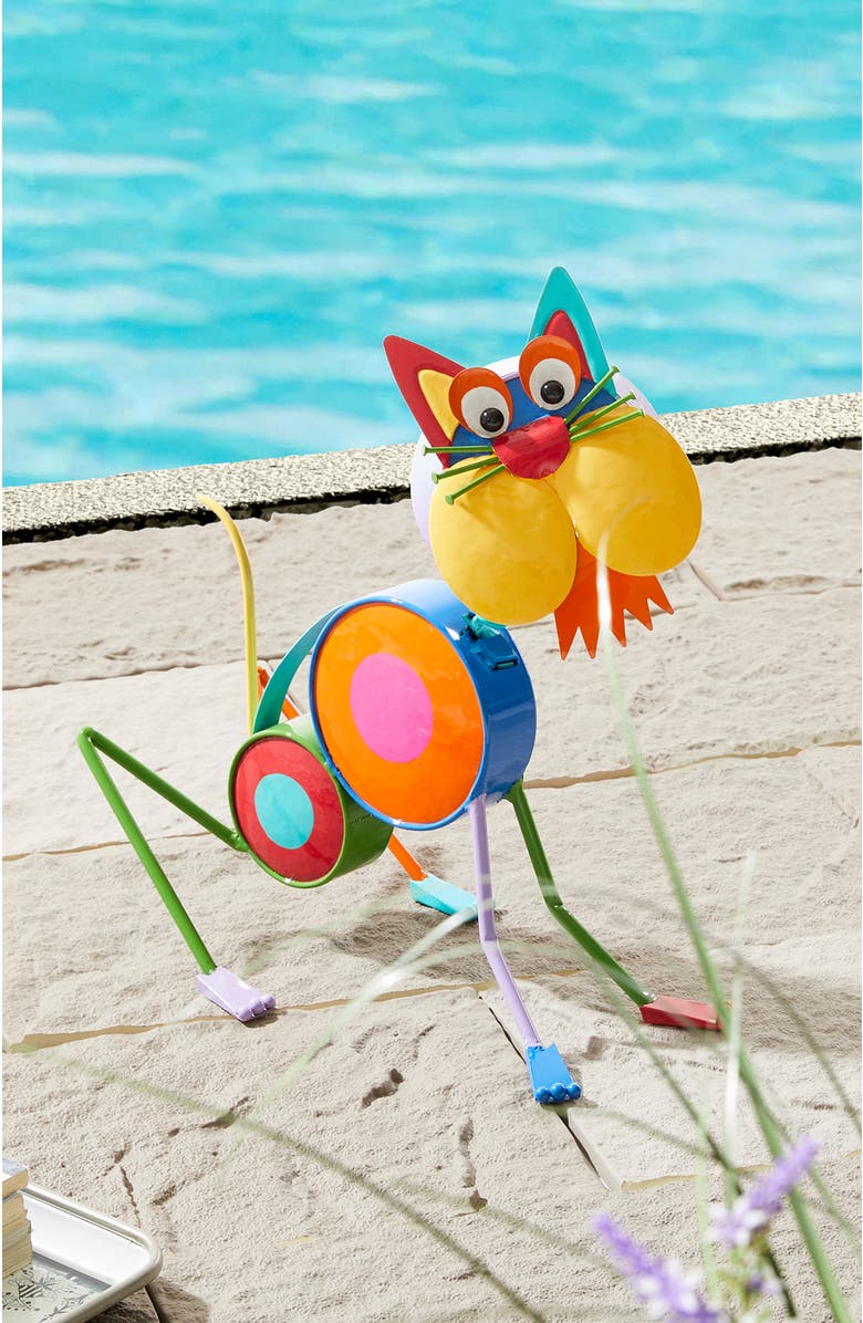 Glitzhome Metal Novelty Puppy or Cat Garden Statues, Alternate, color, Blue