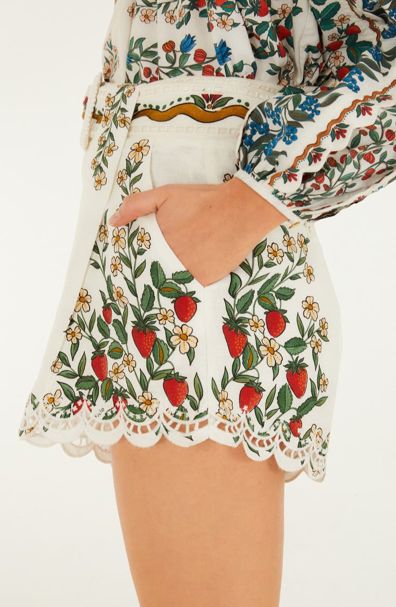 FARM Rio Fruit Beauty Richelieu Linen Running Shorts, Alternate, color, Off-White