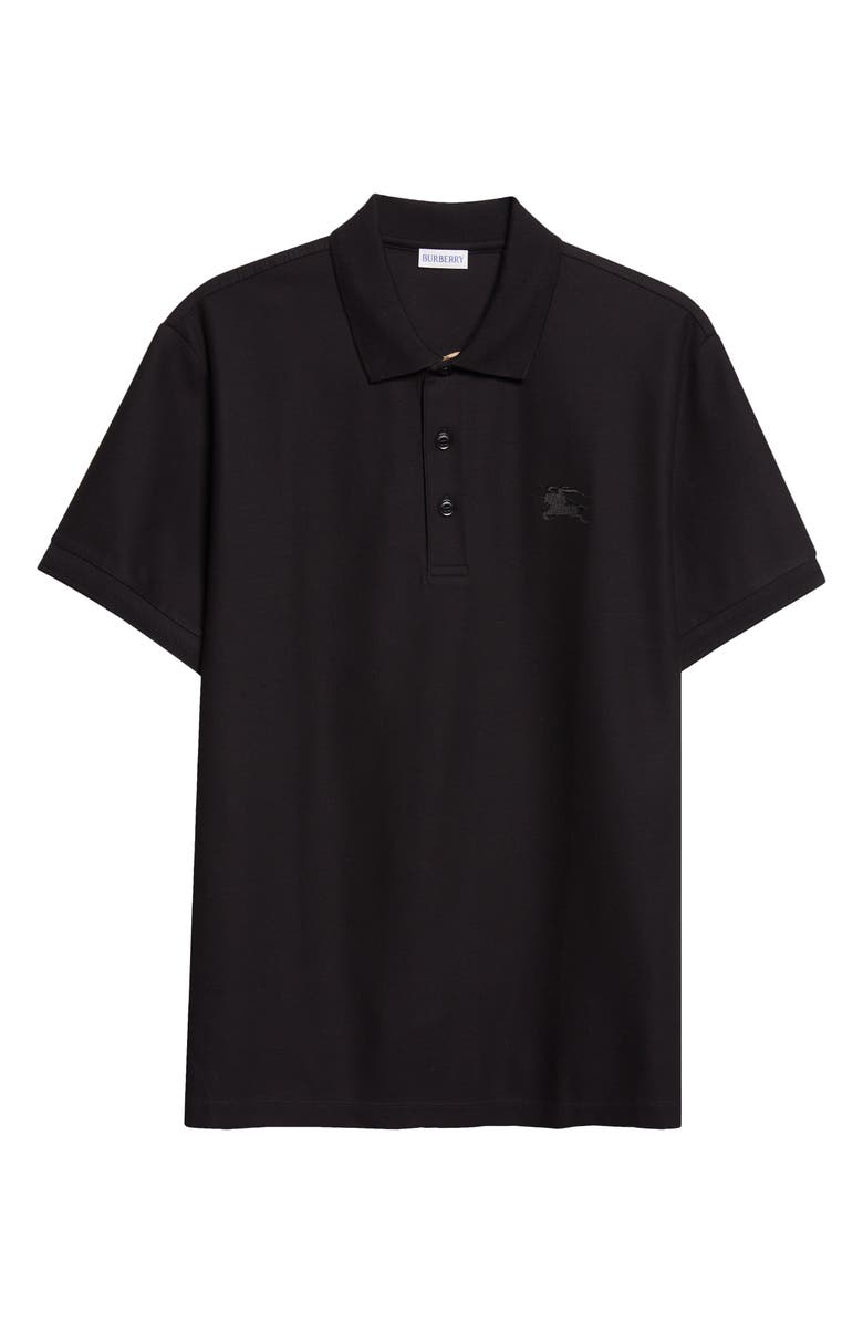 Burberry Eddie EKD Embroidered Cotton Piqué Polo, Main, color, Black