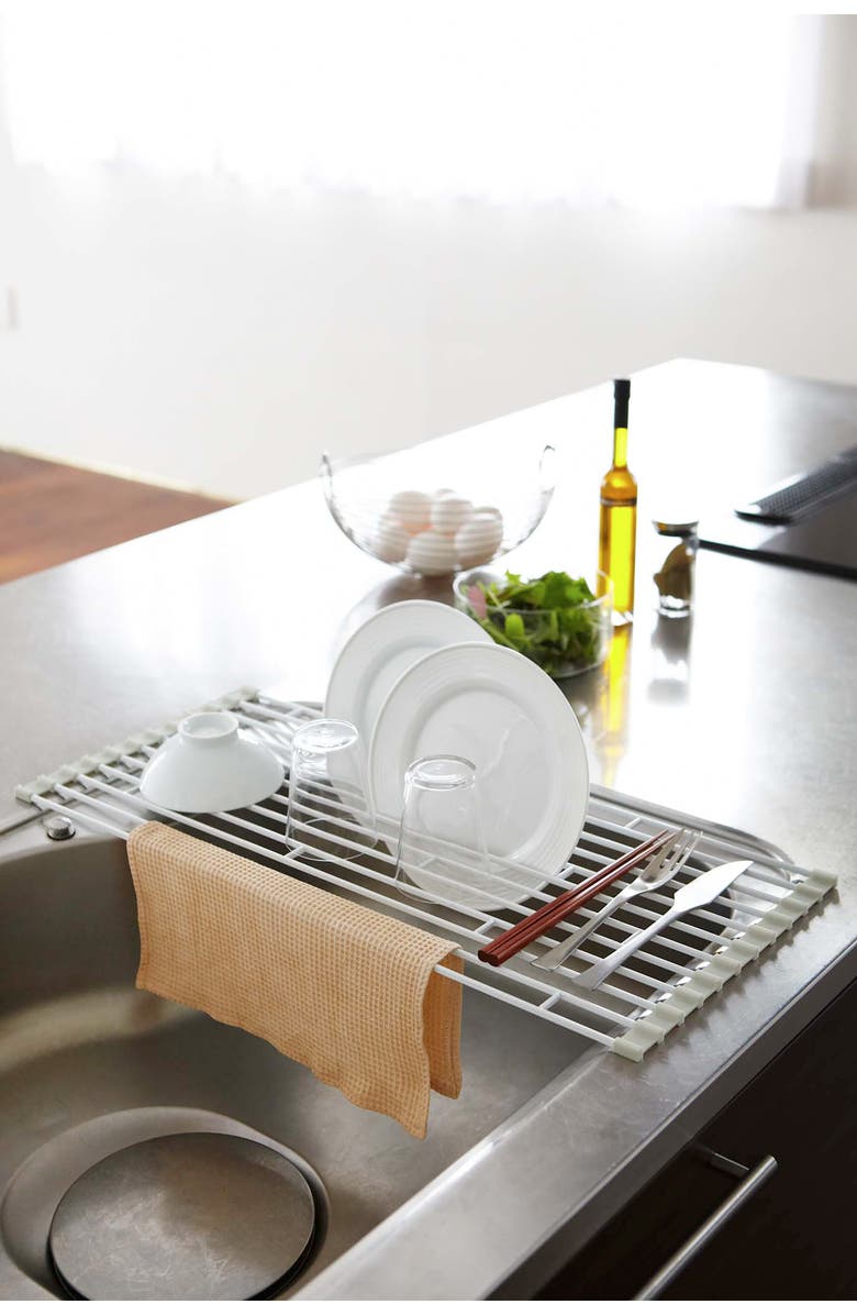 Yamazaki Over the Sink Dish Drainer, Alternate, color, White