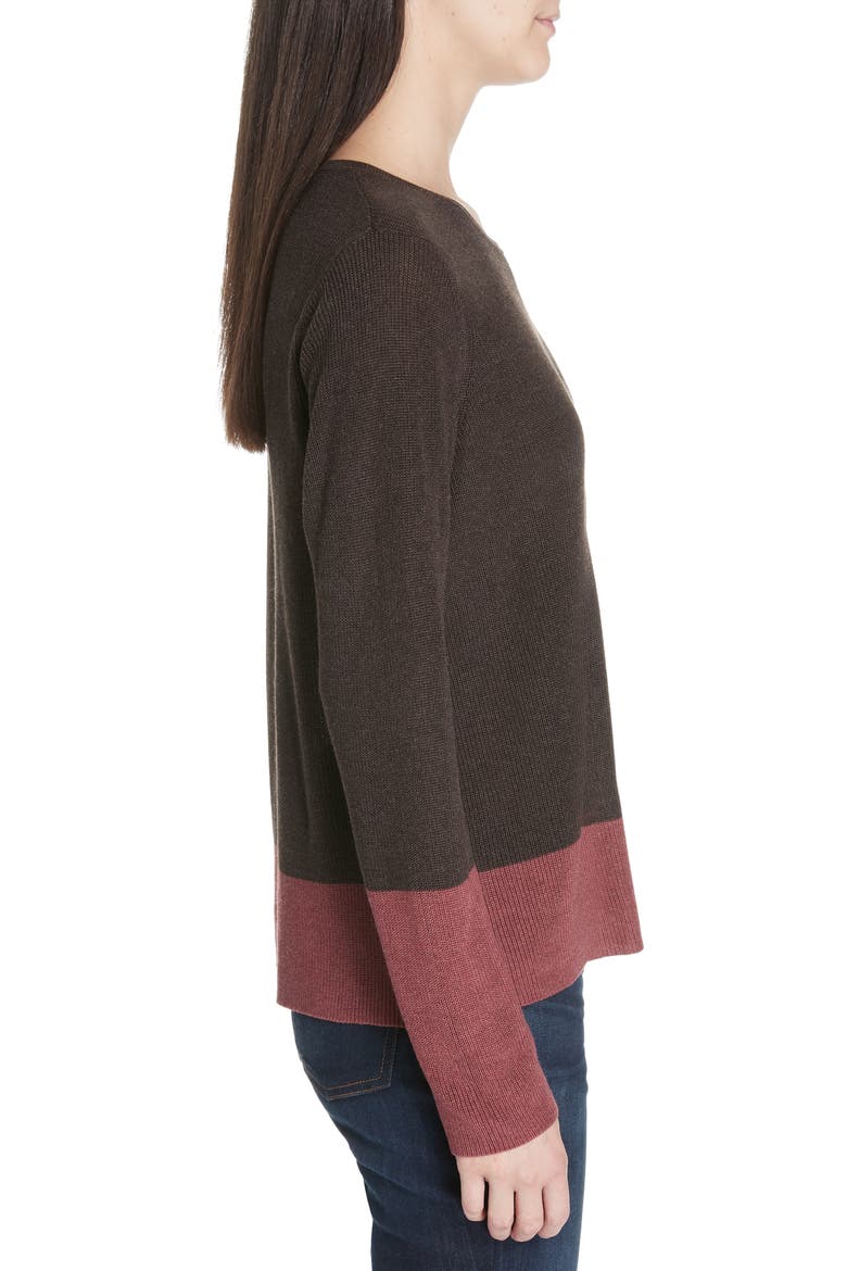 Colorblock Tencel® Lyocell & Silk Sweater, Alternate, color, CLOVE