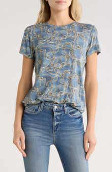 L'AGENCE Ressi Chain Print Short Sleeve Top