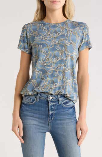 L'AGENCE Ressi Chain Print Short Sleeve Top