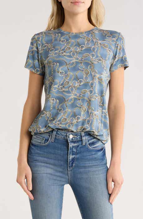 L'AGENCE Ressi Chain Print Short Sleeve Top
