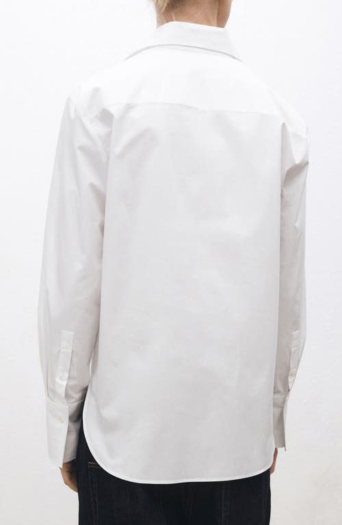 Mango Point Collar Oversize Cotton Button-up Shirt In White