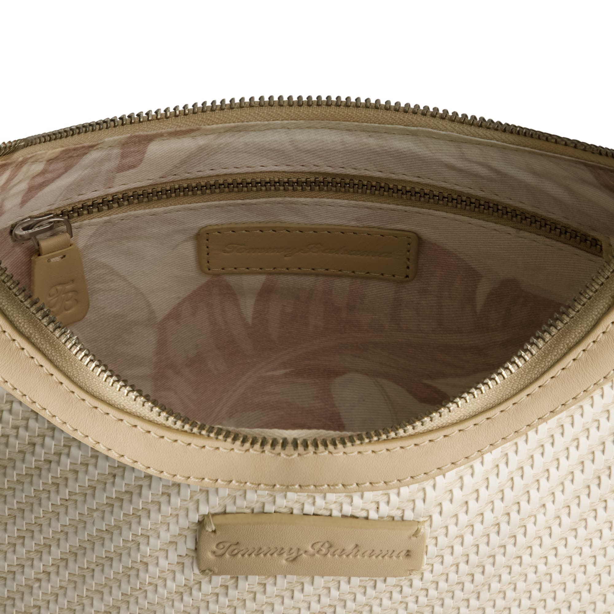 Tommy Bahama Soft Woven Zip-Top Hobo, Alternate, color, Tan/White
