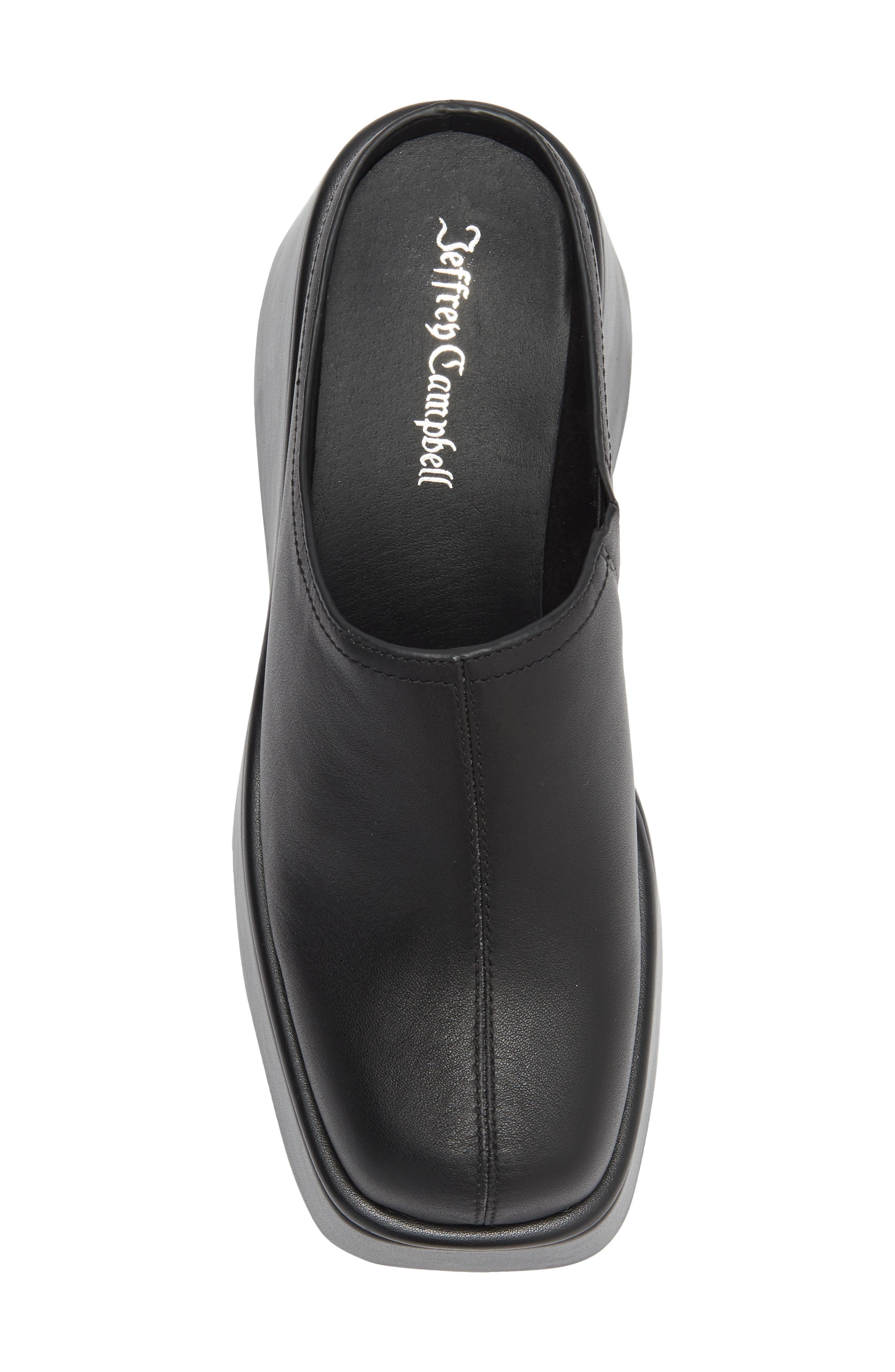 Waveform Leather Platform Wedge Mule, Alternate, color, BLACK