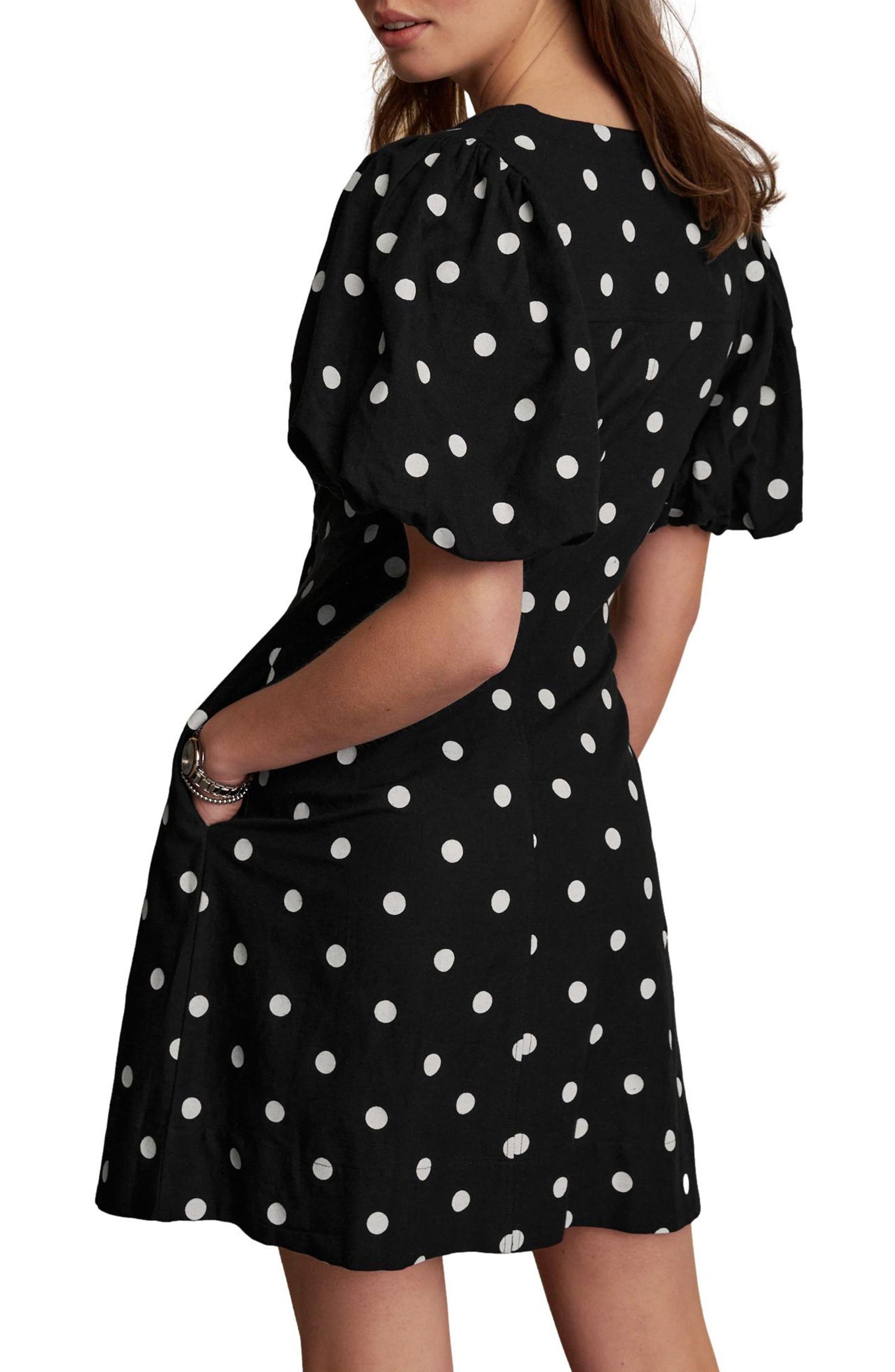 Puff Sleeve Polka Dot Dress