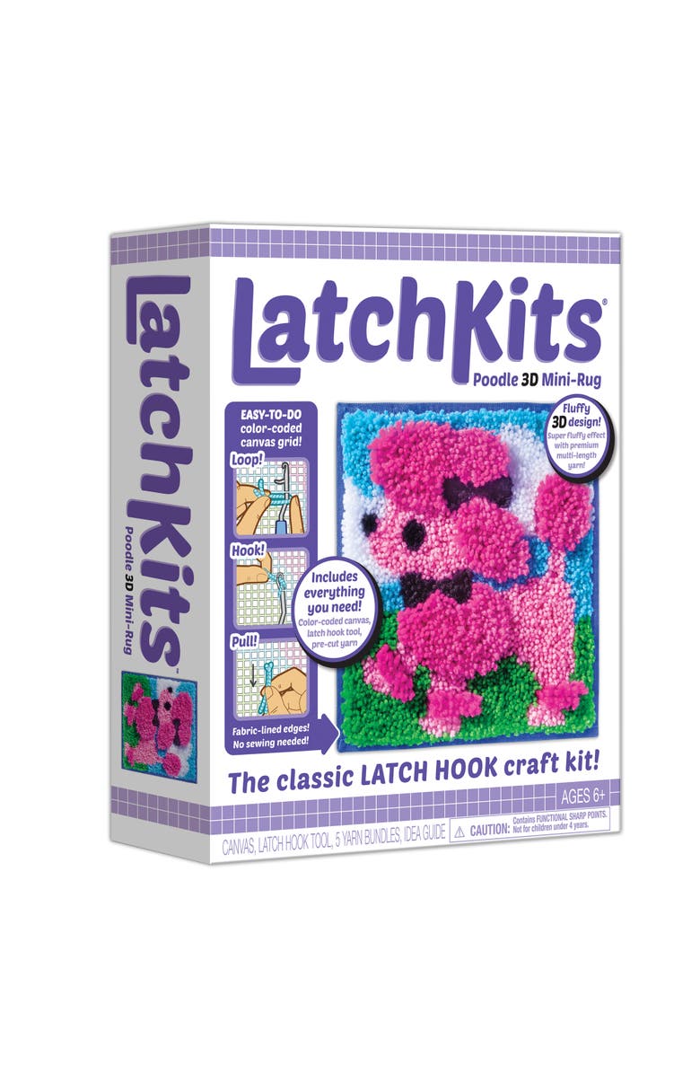 LatchKits Poodle 3D Minirug, Craft Activity Kit, 12 X 11 Inches, Kids 6+, Alternate, color, Multicolored