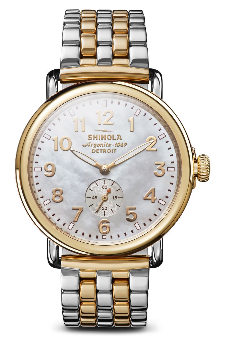 Runwell Sub Second Bracelet Watch, 41mm, Main, color, WHITE/ MOP