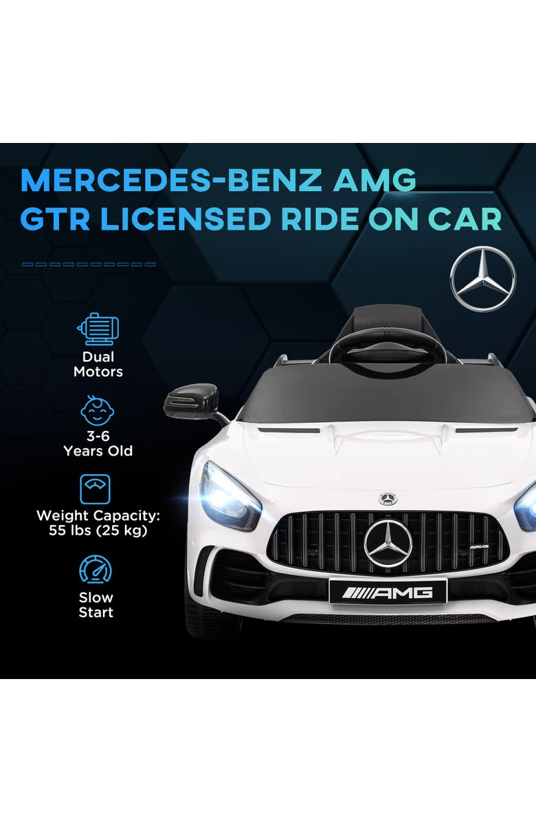 Qaba Mercedes-Benz AMG GTR 12V Kids Ride on Car with Remote Control, Alternate, color, White