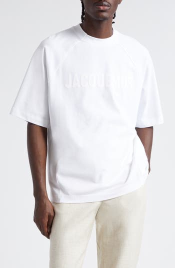 【JACQUEMUS】Le Tシャツロゴ刺繍コットンTシャツ Jacquemus Le T-Shirt Typo Stretch Cotton Logo Graphic T