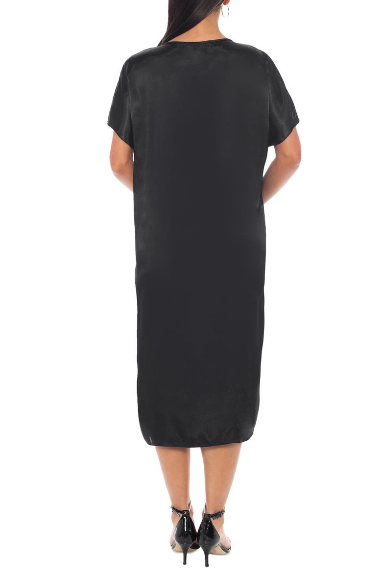 Rhinestone Embellished Satin Caftan Dress, Alternate, color, BLACK/ SILVER