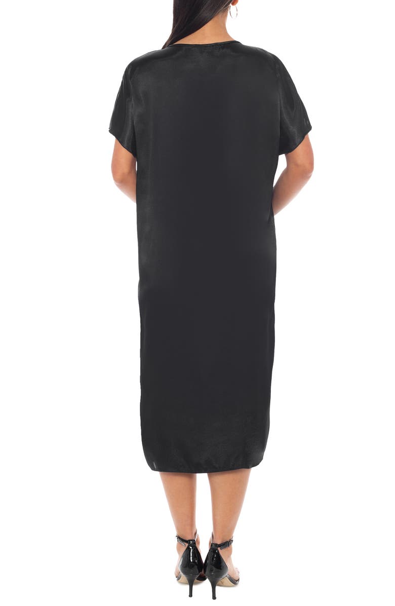 TASH AND SOPHIE Rhinestone Embellished Satin Caftan Dress, Alternate, color, Black/ Silver