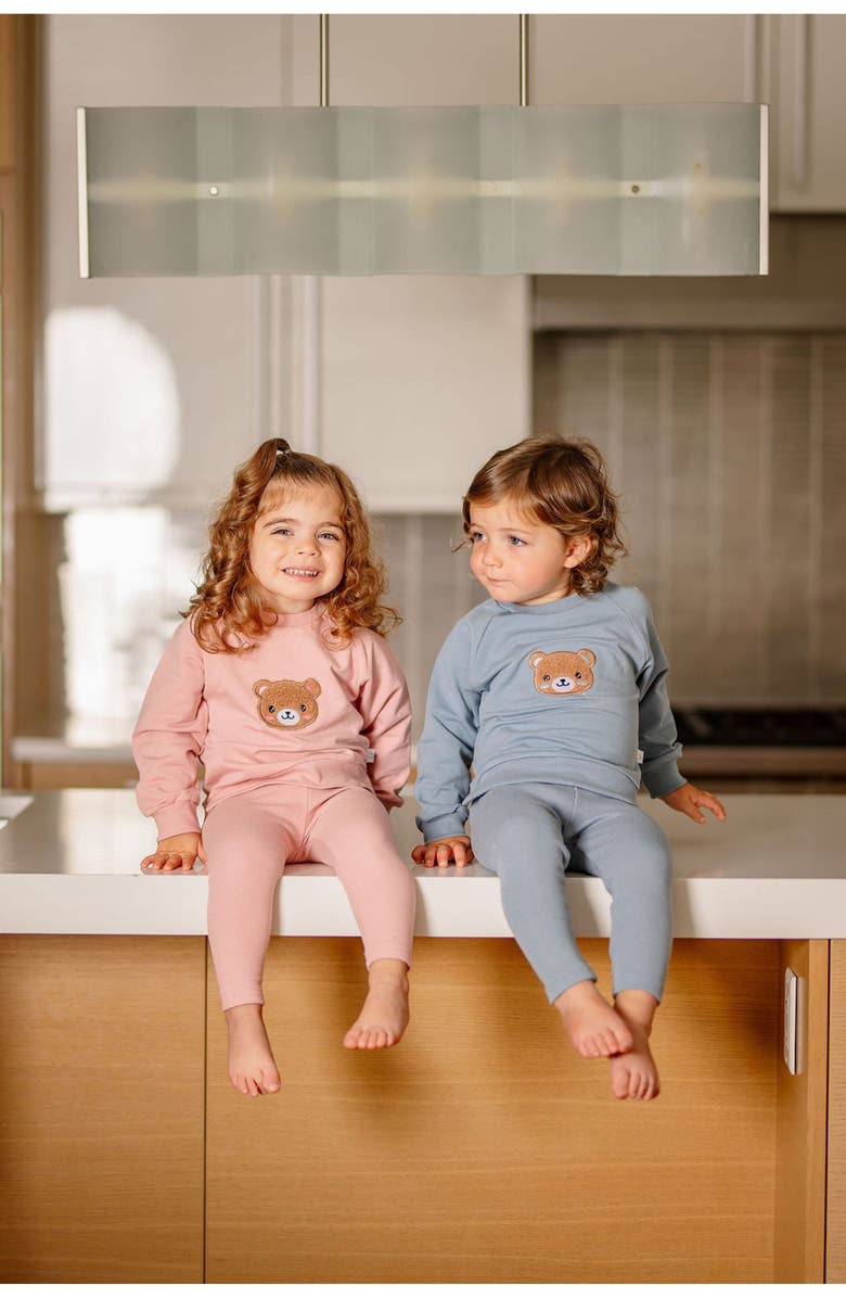 Pouf Girls Bear Sweatsuit, Alternate, color, Pink