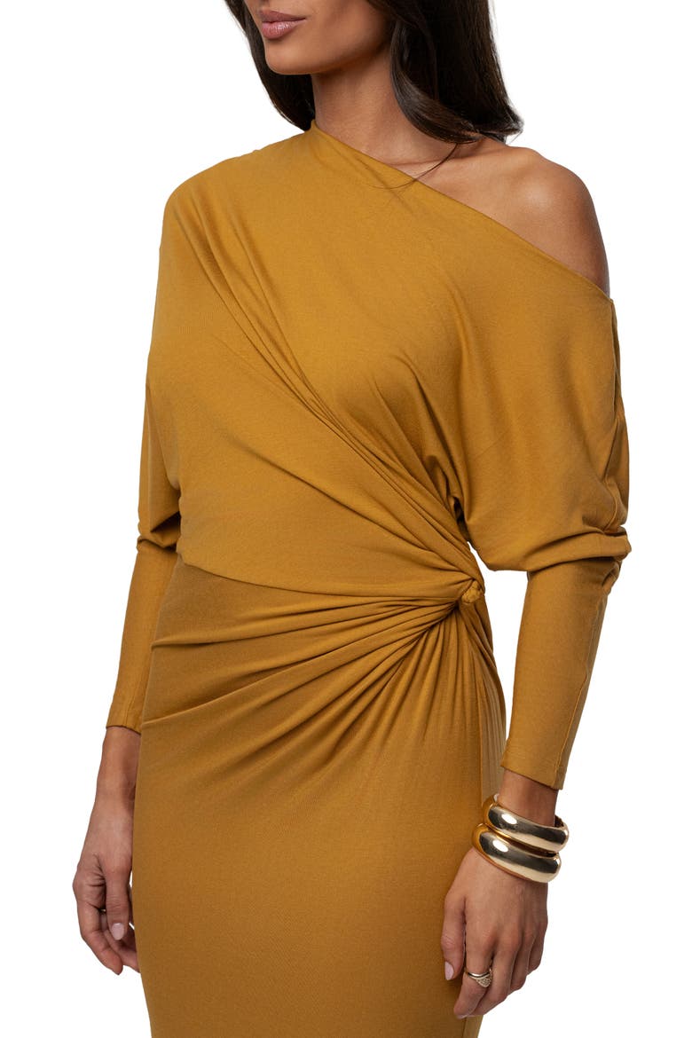 Eternal Obession One-Shoulder Long Sleeve Maxi Dress, Alternate, color, YELLOW