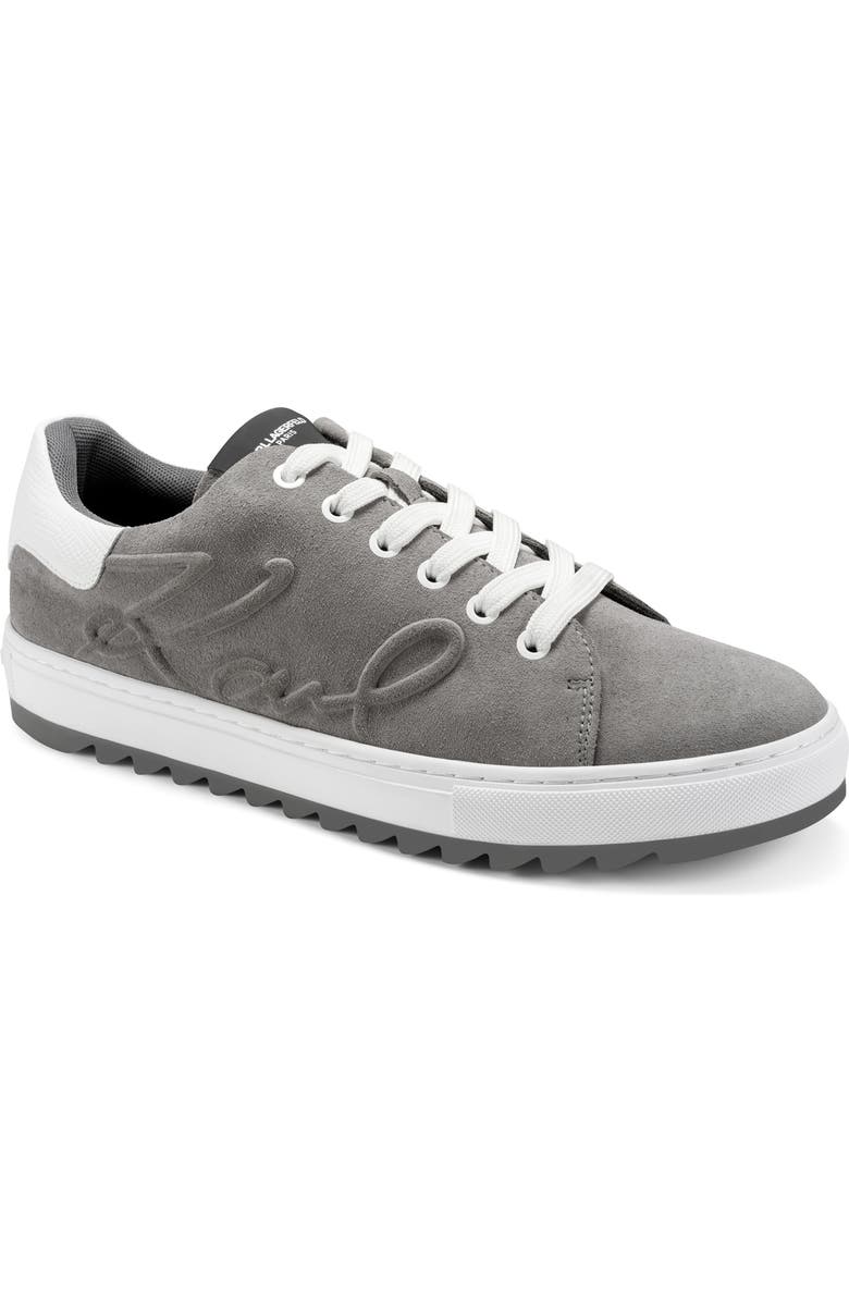 KARL LAGERFELD PARIS Mark Suede Low Profile Sneaker, Main, color, Grey