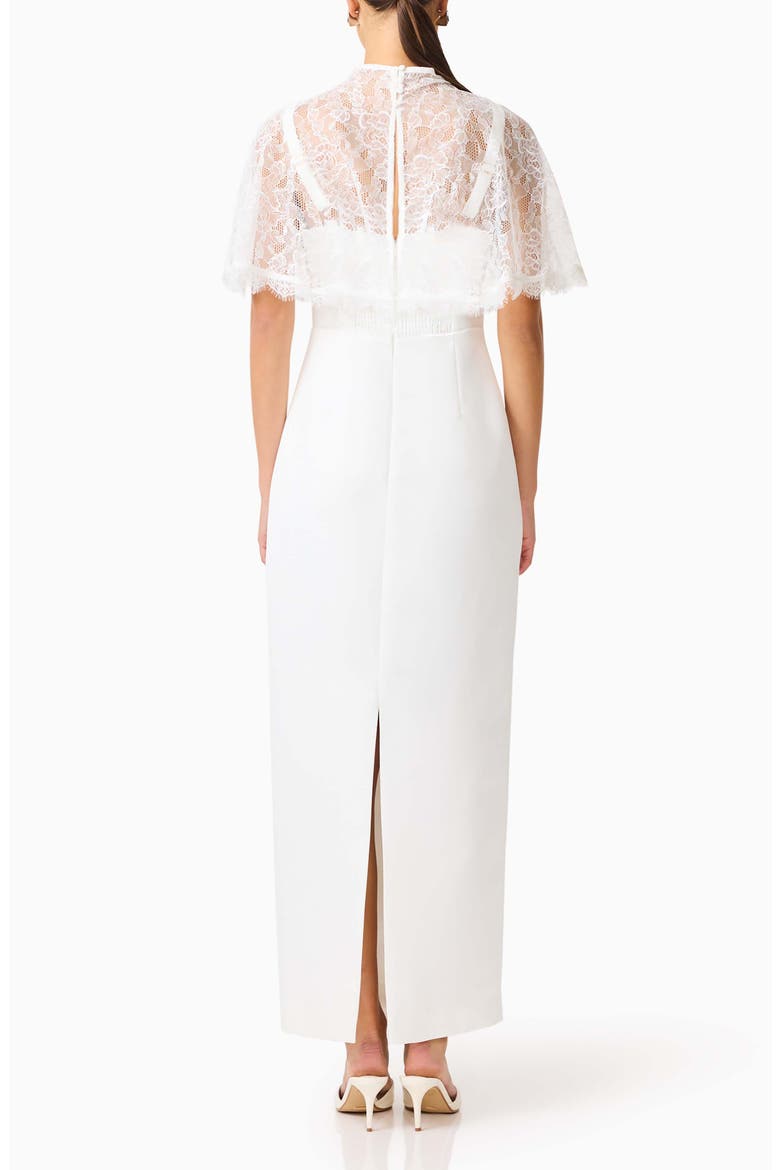 Kelly Lace Cape Gown, Alternate, color, WHITE
