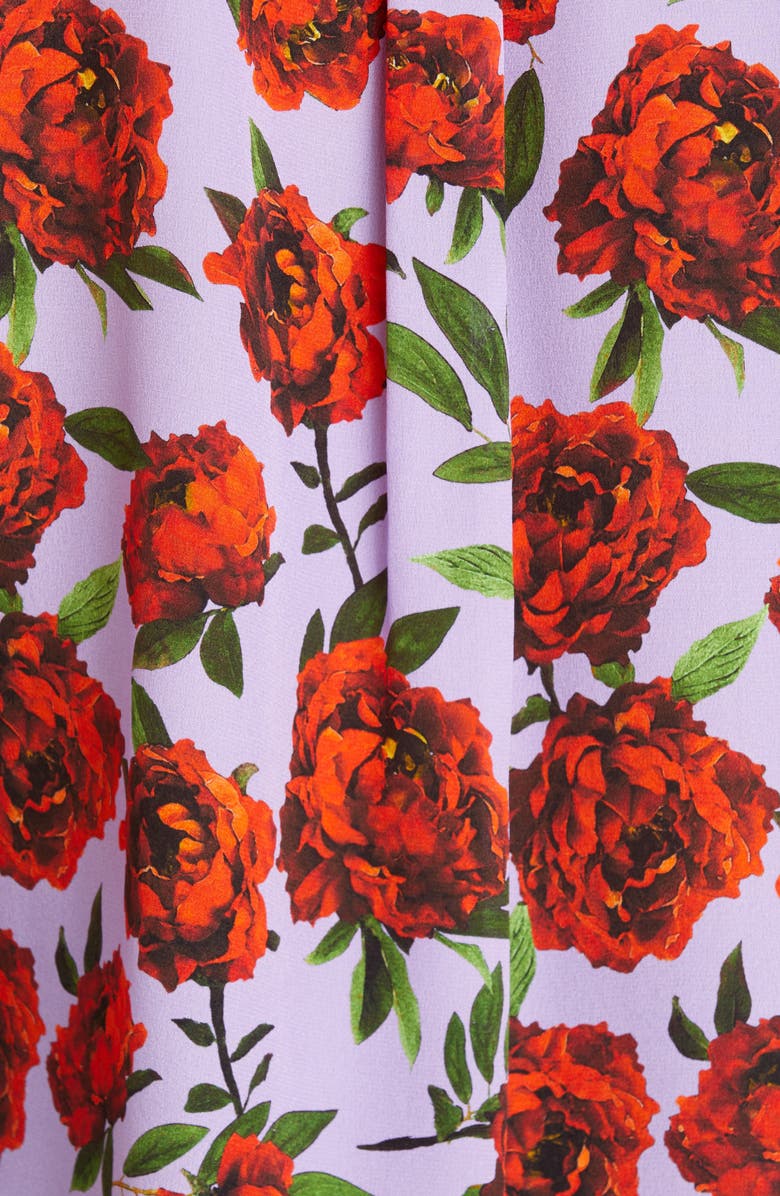 Alice + Olivia Eloise Roll Sleeve Floral Print Silk Blouse, Alternate, color, 