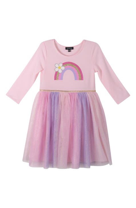 Kids' Long Sleeve Rainbow Daisy Tutu Dress (Little Kid)