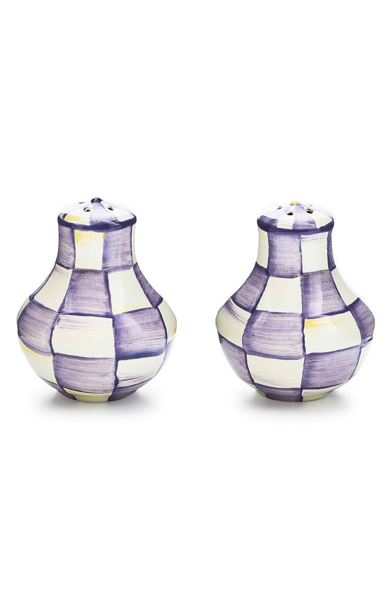 MACKENZIE CHILDS Violet Check Salt & Pepper Shaker Set, Main, color, Violet